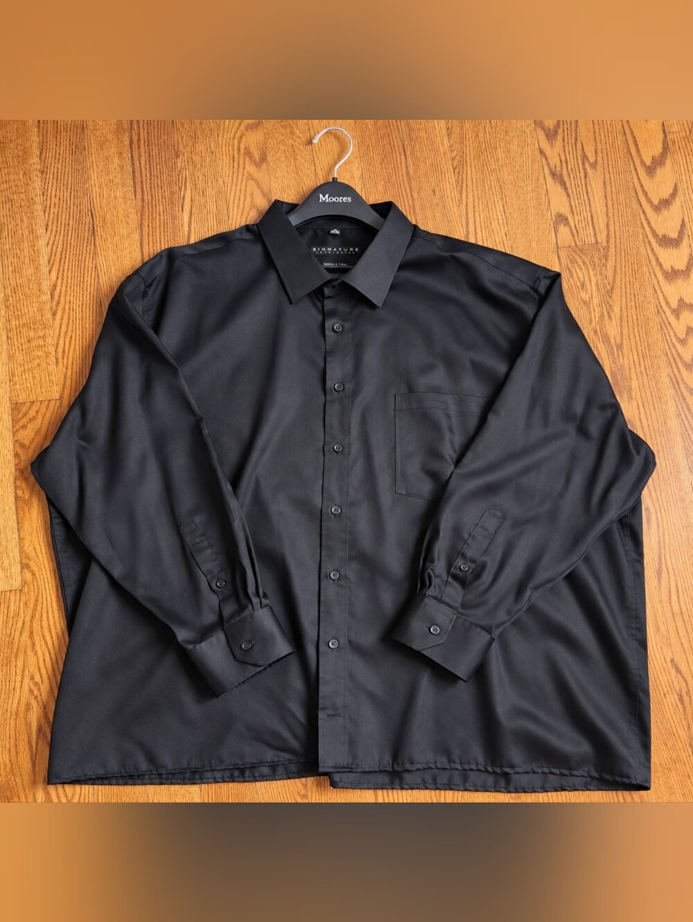 Signature Carrington Men’s Black Wrinkle-Free Dress Shirt Size 20 35/36